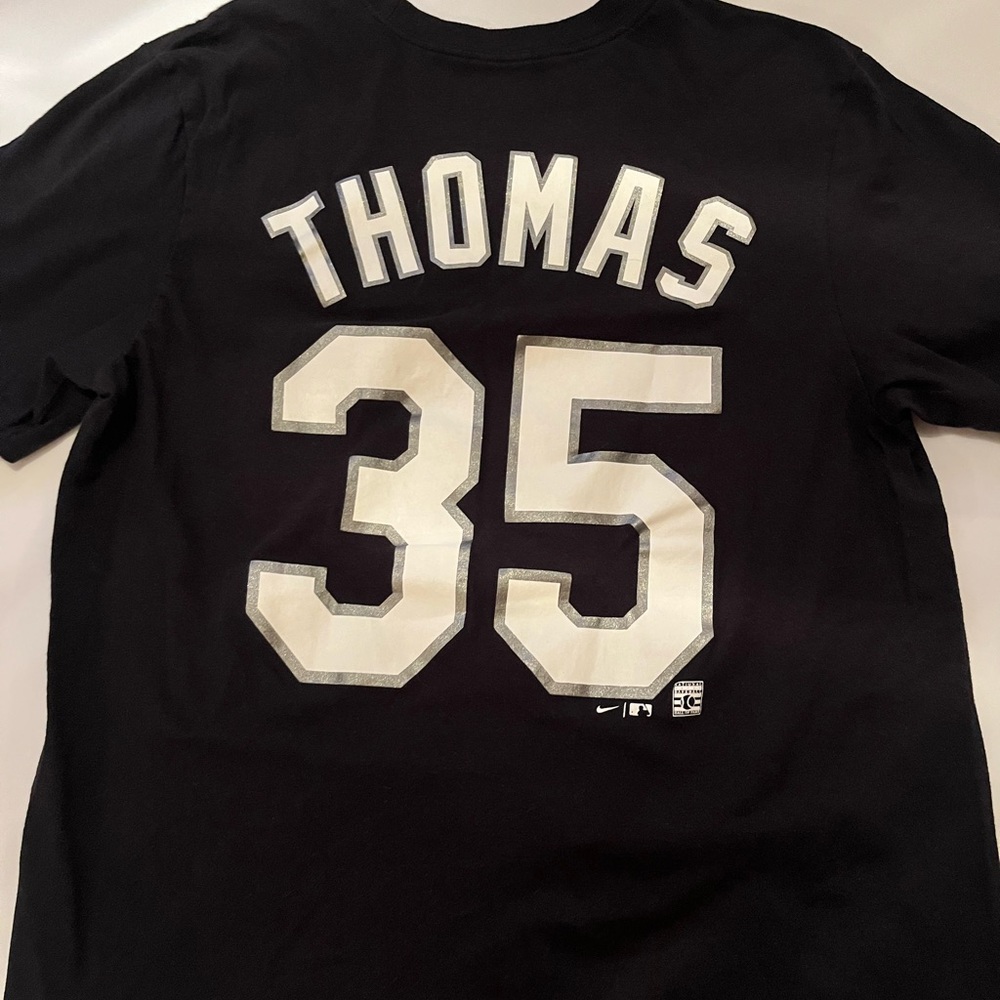 Nike Chicago White Sox Frank Thomas #35, T Shirt Jersey, Black and White, Size S